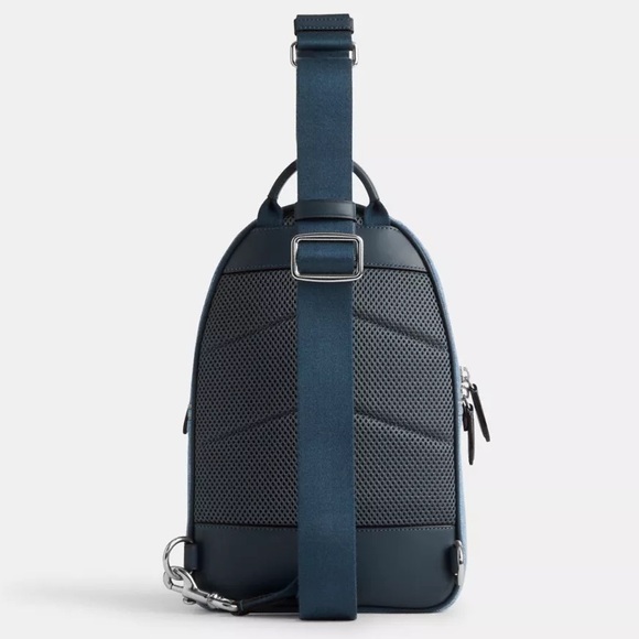 Coach Charter Crossbody Pack Bag in Silver/Indigo Denim & Calf Leather NWT - Picture 2 of 16